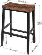Bar stools, a set of two, 23.6-inch saddle stools, kitchen bar seats with footrests. - Image 3